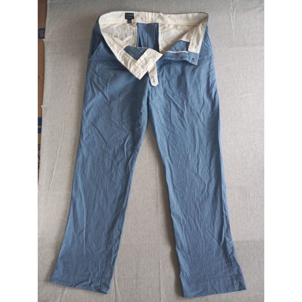 J CREW Men's 34x32 Chino Tapered Fit Pure Cotton Lightweight Vintage Blue Pants